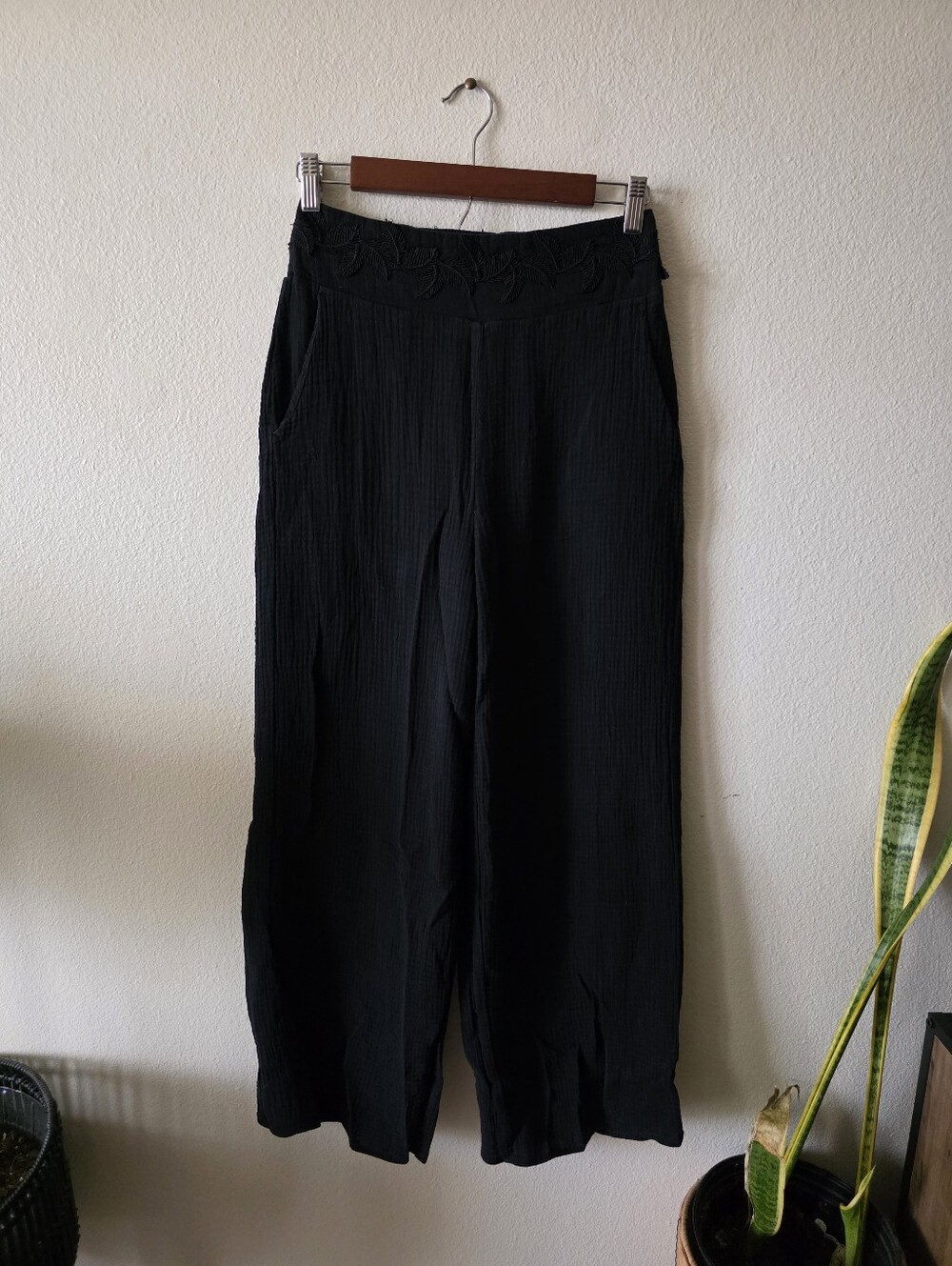 Disturbia Black Wide-Leg Cotton Pants